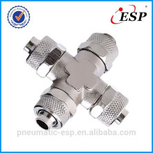 pneumatic metal fitting for plastic tube union cross type